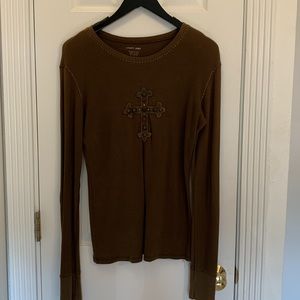 Cross Long Sleeve Brown Shirt